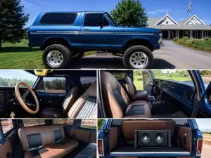 Ford Bronco 1978 — Motor 351 M400, suspensão elevada, caixa manual de 5 velocidades, 4×4